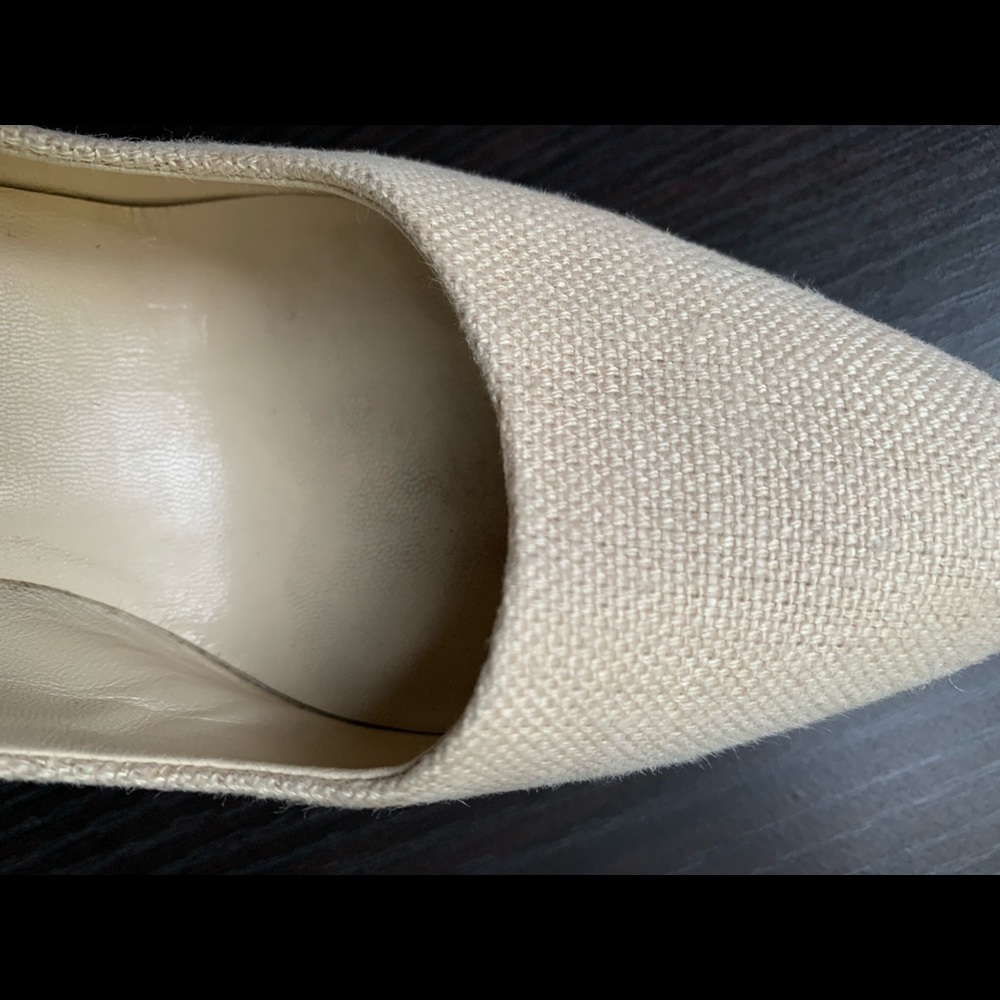 Ralph Lauren Purple Label Ivory Linen Heels sz 6 - Picture 7 of 9